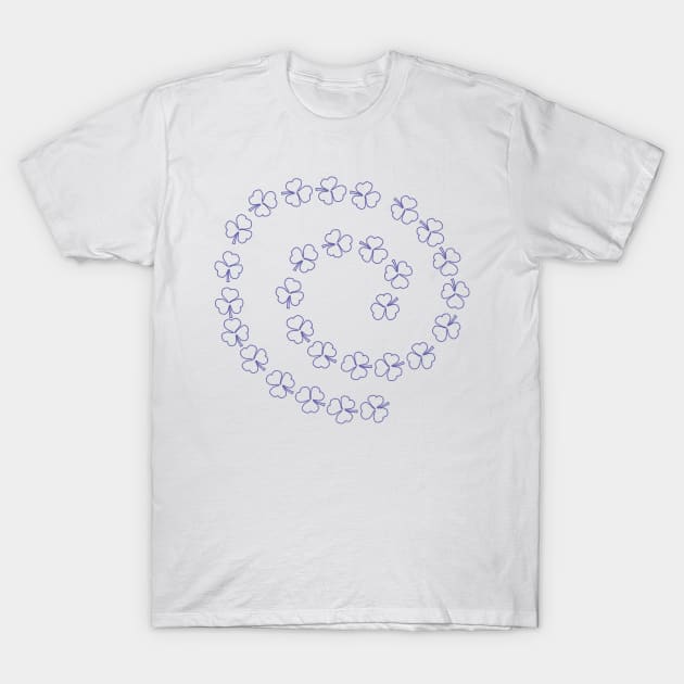 Shamrock Periwinkle Line Spiral St Patricks Day T-Shirt by ellenhenryart